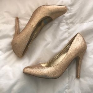 ModCloth gold glitter heels size 8